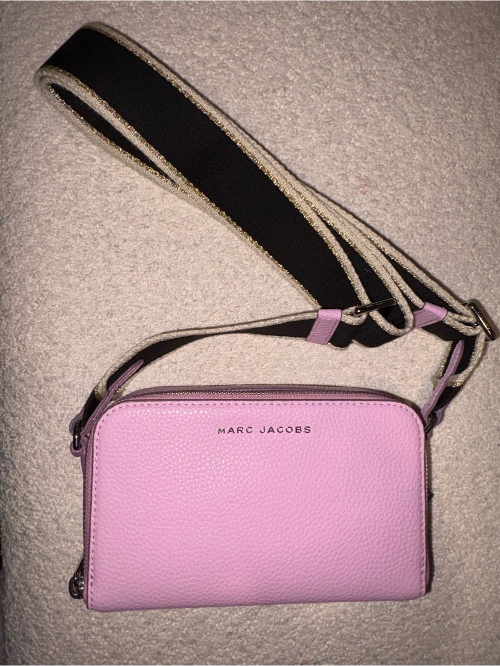 Marc Jacobs Light Pink Pebbled Leather Crossbody with Black Strap